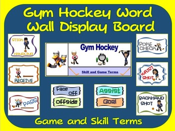 Preview of Gym Hockey Word Wall Display: Skill, Graphics & Game Terms