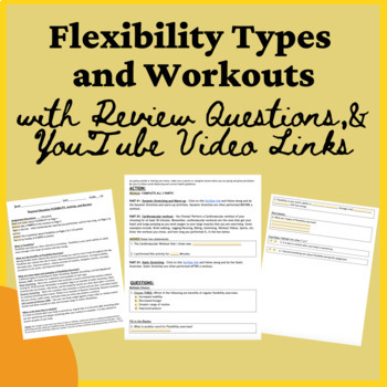 Preview of PE Distance Learning Flexibility Information, Types, Work-outs, and Review