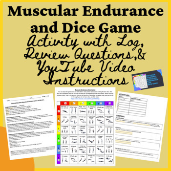 Preview of PE Distance Learning Muscular Endurance Dice Activity, Log, and Review