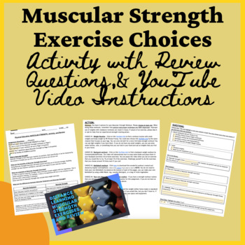 Preview of PE Distance Learning Muscular Strength Exercise Choices, and Review Questions