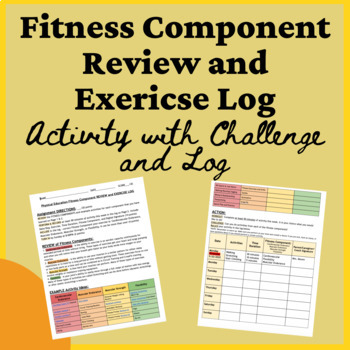 Preview of PE Distance Virtual Learning Fitness Component Review and Exercise Log