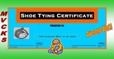 PE Elementary Shoe Tying Certificate