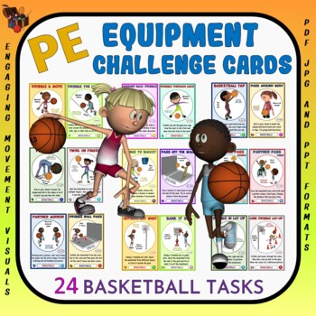 Preview of PE Equipment Challenge Cards: 24 Basketball Tasks