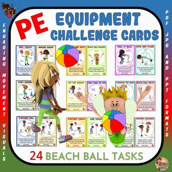 Preview of PE Equipment Challenge Cards: 24 Beach Ball Tasks