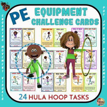 Preview of PE Equipment Challenge Cards: 24 Hula Hoop Tasks
