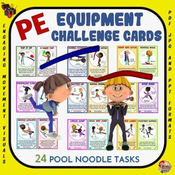 Preview of PE Equipment Challenge Cards: 24 Pool Noodle Tasks