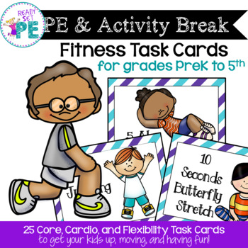 Preview of PE Exercise & Brain Break Fitness Action Task Station Cards