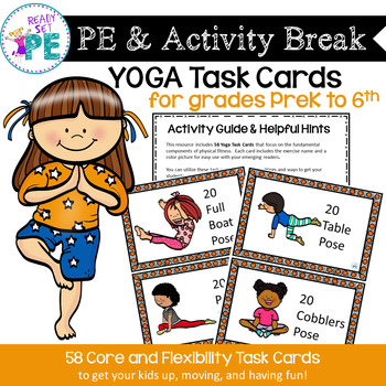 Preview of PE Exercise & Brain Break YOGA Task Cards