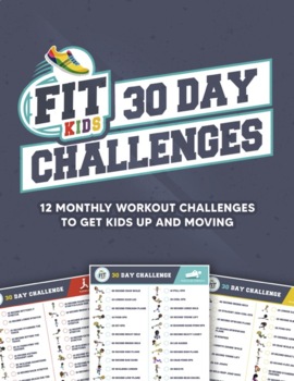 Preview of PE Exercise Worksheets: 30 Day FitKids Challenge