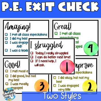 Preview of PE Exit Check | PE Self Assessment Posters | English and Spanish