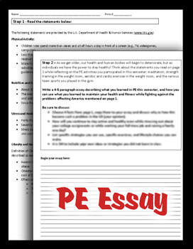 Preview of PE Reflective Essay (Great as a final!)