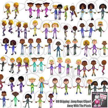Preview of PE Fitness Clip Art - Jumprope / Skipping Exercises 60+ Color Images