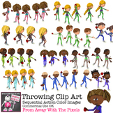 PE Fitness Clip Art - Kids Throwing Sequential Clip Art