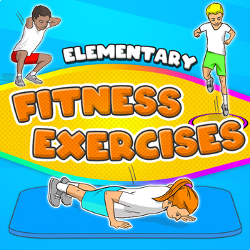 Preview of Elementary PE Fitness Exercises: Workout tasks with equipment (slides + videos)