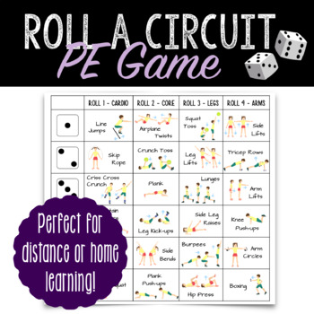 Preview of PE Fitness Game: Roll A Circuit | Distance Learning at Home