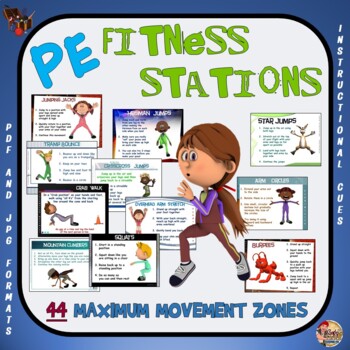Preview of PE Fitness Stations: 44 Maximum Movement Zones