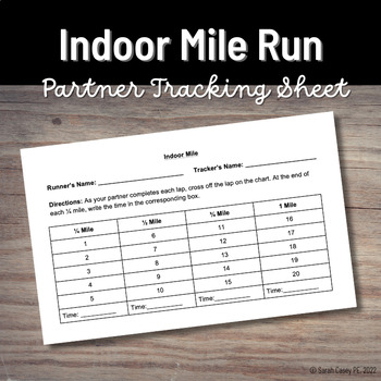 Preview of PE Fitness Test: Indoor Mile Walk or Run Tracking Sheet - Monitor Progress
