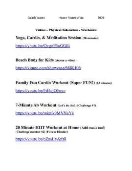 Preview of PE - Fitness Video Workouts
