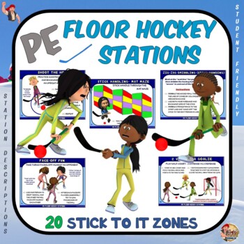Preview of PE Floor Hockey Stations- 20 Stick to it Zones