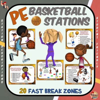 Preview of PE Basketball Stations- 20 Fast Break Zones