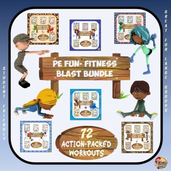 Preview of PE Fun: Fitness Blast BUNDLE- 72 Action Packed Workouts