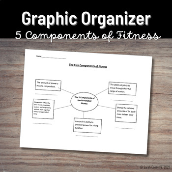 Preview of PE Graphic Organizer: 5 Components of Health Related Fitness