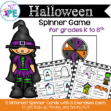 PE Halloween  Fitness Spinner Game Brain Breaks & Parties