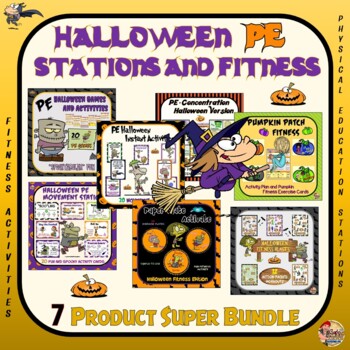 Preview of PE Halloween Stations and Fitness- 7 Product Super Bundle