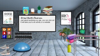 Preview of PE/Health Virtual Classroom Template W/out Bitmoji