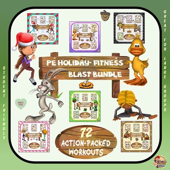 Preview of PE Holiday: Fitness Blast BUNDLE- 72 Action Packed Workouts