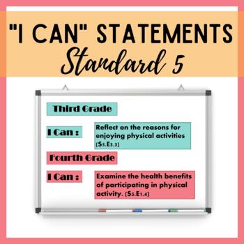 Preview of PE "I Can" Learning Targets | K-5 SHAPE Standard 5