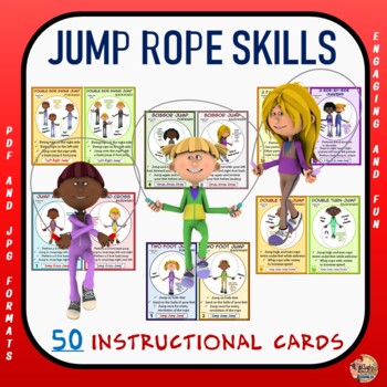Preview of PE Jump Rope Skills- 50 Instructional Cards