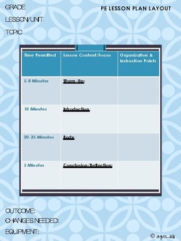 Preview of PE Lesson Plan Layout!