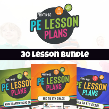 Preview of PE Lesson Plans for Elementary and Middle School (30 Lesson Bundle)