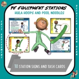 PE Equipment Stations and Task Cards- Hula Hoops and Pool Noodles