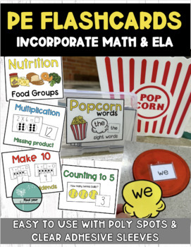 Preview of PE - Matching Flashcards - Math Skills - K Sight Words - Nutrition - Poly spots