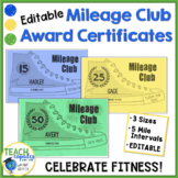 PE Fitness Mileage Club Editable Awards Certificate