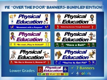 Preview of PE Over the Door Banners- Lower Grade Bundle: 7 Large Visuals