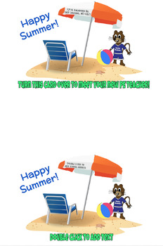 Preview of PE Post Card - Introduce New Teacher or Summer Message