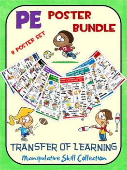 Preview of PE Poster Bundle: Transfer of Learning- Manipulative Skill Collection; 8 Visuals