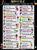 PE Poster: From A to Z-  Great Character Traits for PE