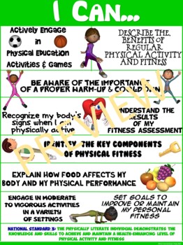 Preview of Physical Education "I Can" Statements- Standard 3: Fitness and Health