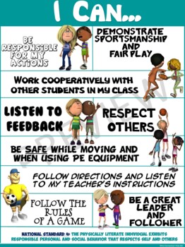 Preview of Physical Education "I Can" Statements- Standard 4: Personal and Social Behavior