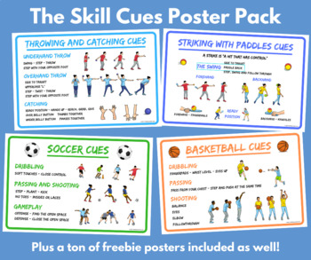 Preview of PE Skill Cues Poster Pack Bundle - Also Includes Management, Bathroom and Rules