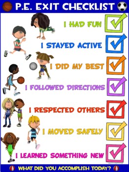 Preview of PE Poster: Physical Education Exit Checklist
