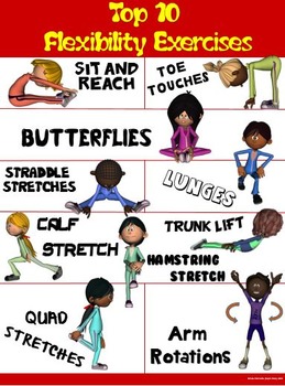 Preview of PE Poster: Top 10 Flexibility Exercises