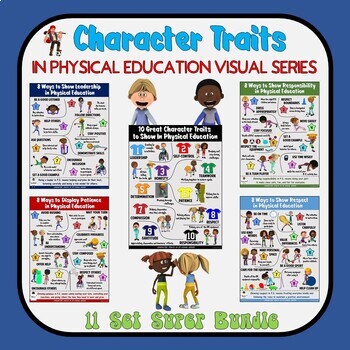 Preview of Character Traits in Physical Education Visual Poster Series- 11 Set Super Bundle