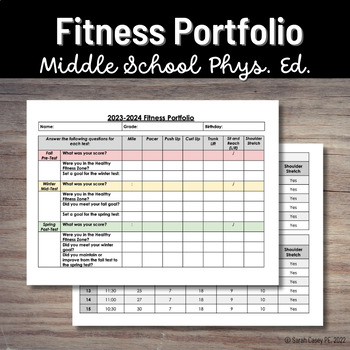 Preview of PE Project: Fitness Portfolio & Fitnessgram Tests - Personal Fitness Assessment