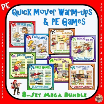 Preview of PE Quick Mover Warm-Ups & PE Games- 10-Set Mega Bundle