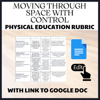 Preview of PE Rubric Moving Through Space with Control ( Elementary / Edit with Google)